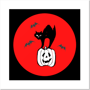 Bloody Halloween Night - Spooky Cat Posters and Art